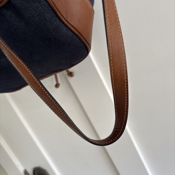 VGUC Vintage Coach Denim Day Chambray Brown Leather Trim backpack 9” X 11” - Picture 10 of 14